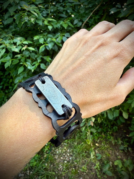 Leather & Damascus Bracelet