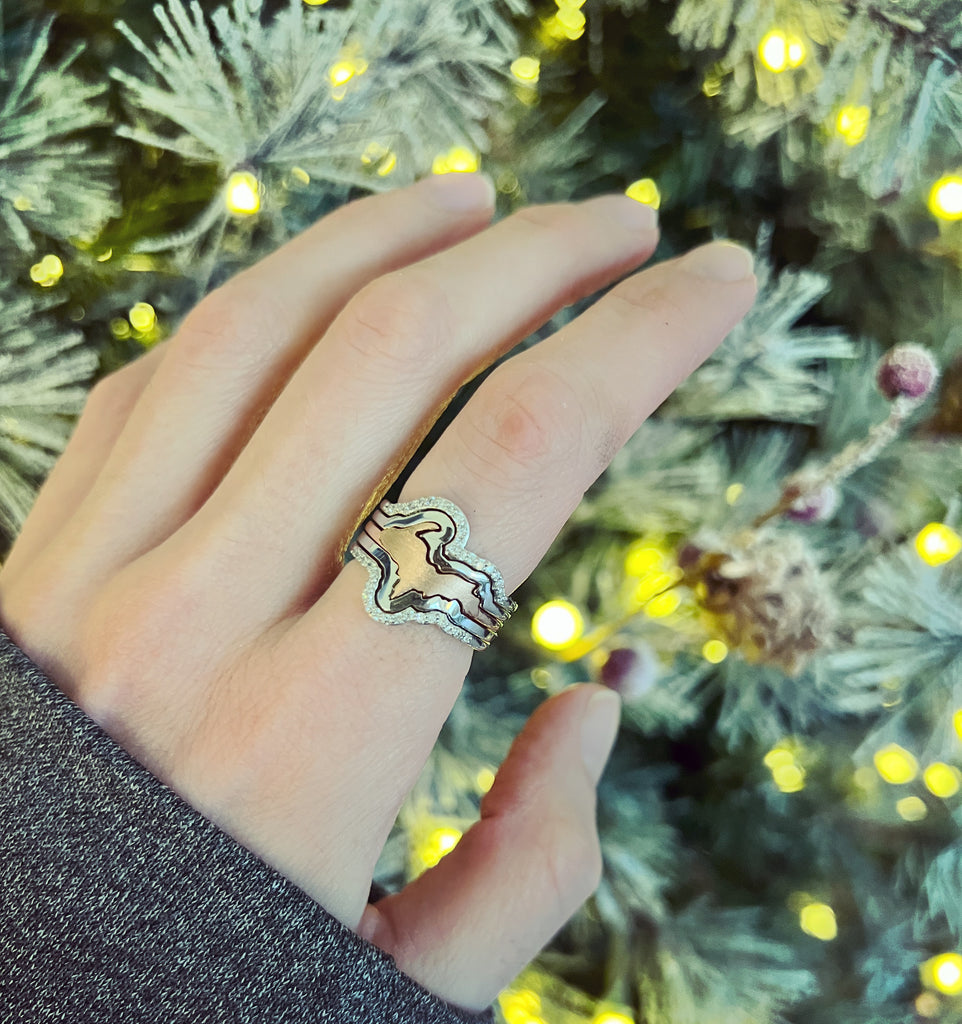 Upstead Rings Ultimate Luxe Ring Set - Rose Gold & Diamonds - U.P. Stacking Rings ...